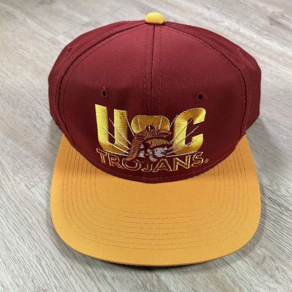 VTG USC Trojans Snapback Hat College NCAA Youngan Signatures Red Yellow Cap